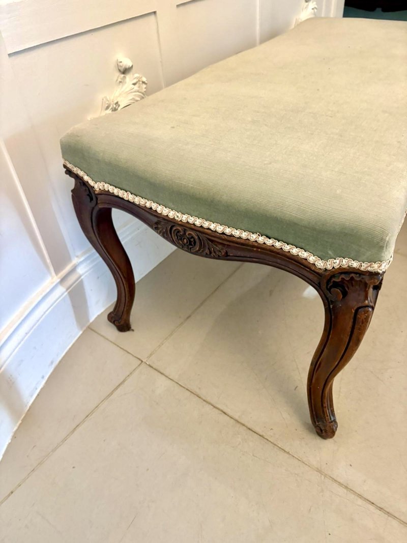 Large Antique Victorian Quality Carved Walnut Stool